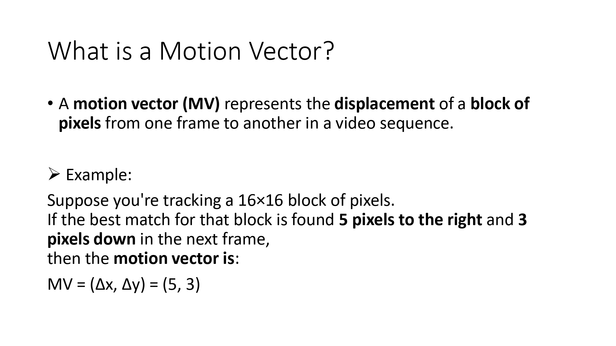 Motion Vector Definition